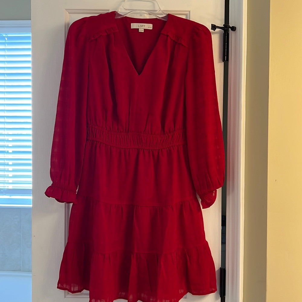 Ann Taylor Loft Red dress. Size 0P.